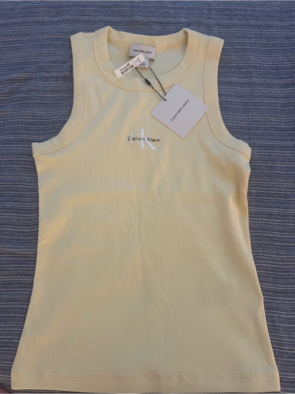 Calvin Klein Women's Yellow Ribbed Tank Top S NWT